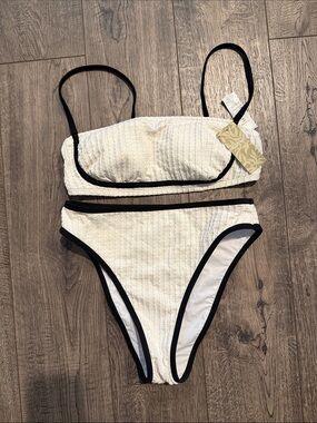Cupshe Cream Textured Swimming Suit Set